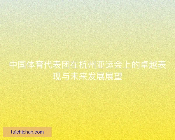 中国体育代表团在杭州亚运会上的卓越表现与未来发展展望